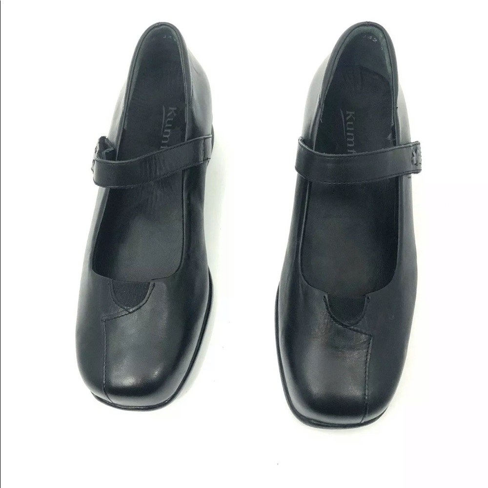 Kumfs Black Leather Strap Rocker Mary Jane Shoe 6W